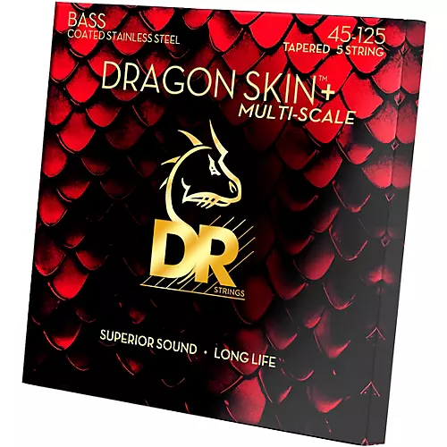 DR Strings Dragon Skin+ Coated Accurate Core Technology 5-String Multi-Scale Stainless Steel Bass Strings 45 - 125