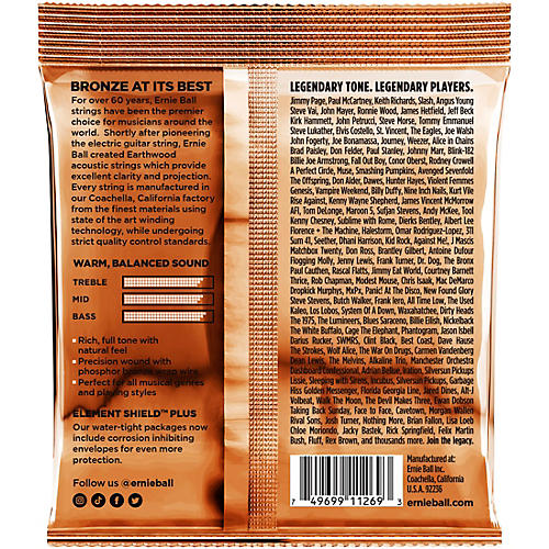 Ernie Ball Earthwood Rock and Blues Phosphor Bronze Acoustic Guitar Strings 3 Pack 10 - 52