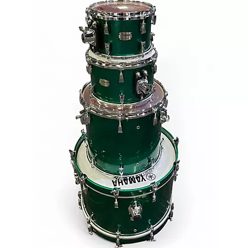 Used Yamaha 4 Piece Absolute HYBRID JADE GREEN SPARKLE Drum Kit JADE GREEN SPARKLE
