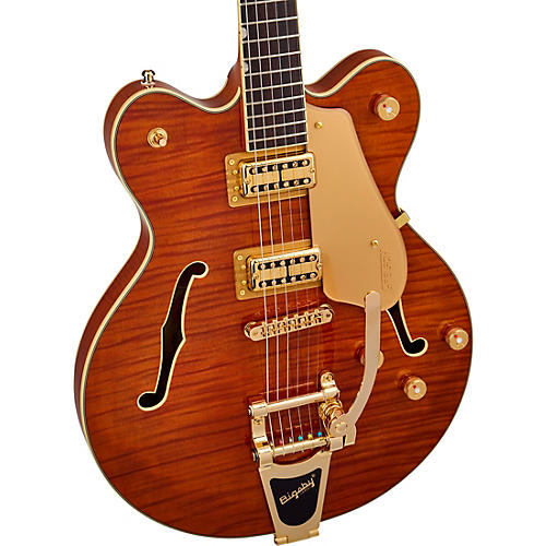 Gretsch Guitars Electromatic LTD Flame Okoume Broadkaster Double-Cut Electric Guitar With Bigsby Roundup Orange Stain