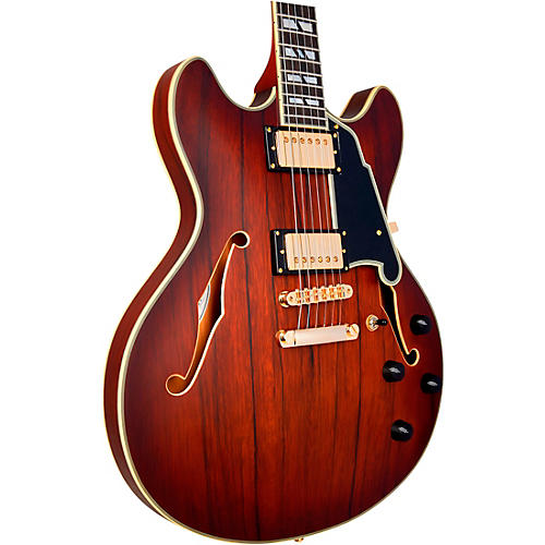 D'Angelico Deluxe DC Semi-Hollow Electric Guitar Satin Trans Wine
