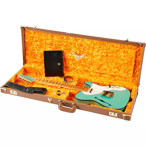 Fender Custom Shop Limited-Edition '60s Custom Telecaster Thinline Relic Maple Fingerboard Electric Guitar Aged Sea Foam Green Sparkle