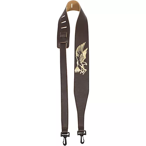 Perri's Garment Leather Banjo Strap With Embossed Eagle Brown 2.5 in.