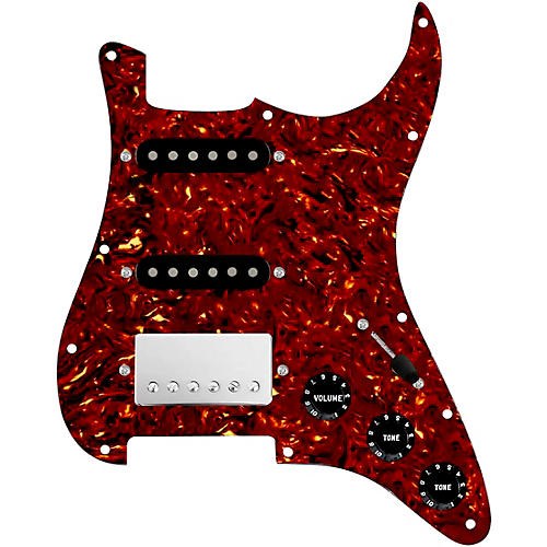 920D Custom HSS Loaded Pickguard For Strat With A Nickel Smoothie Humbucker, Black Texas Vintage Pickups and Black Knobs White Pearl