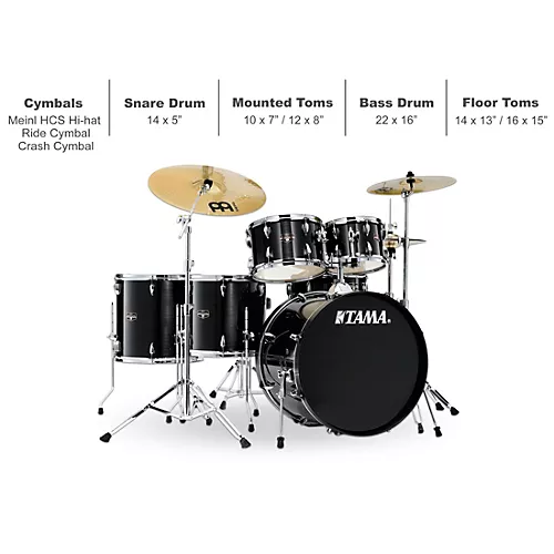TAMA Imperialstar 6-Piece Complete Drum Set With MEINL HCS Cymbals and 22