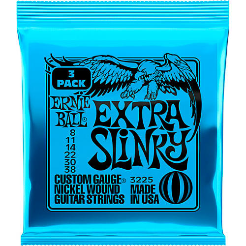 Ernie Ball Extra Slinky Nickel Wound Electric Guitar Strings 3-Pack 8 - 38