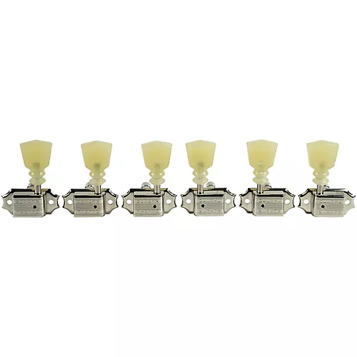 Kluson 3 Per Side Locking Deluxe Series Pearl Double Ring Tuning Machines Nickel