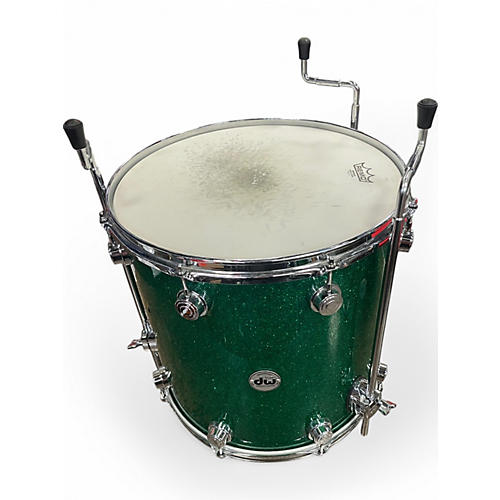 Used DW 3 Piece Collector's Series GREEN GLASS CHROME Drum Kit GREEN GLASS CHROME
