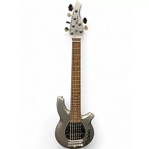 Used 2012 Ernie Ball Music Man Bongo 6 String SILVER Electric Bass Guitar SILVER