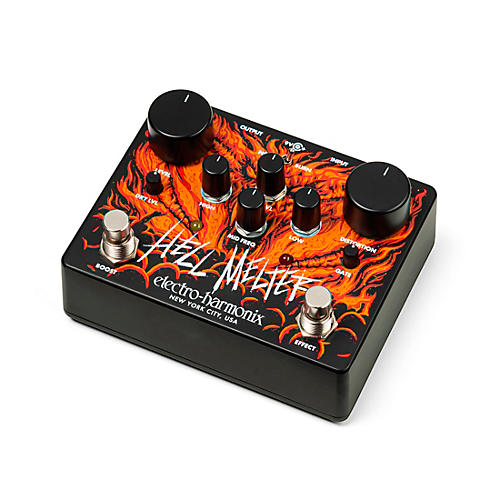 Electro-Harmonix Hell Melter Distortion Effects Pedal Black and Orange
