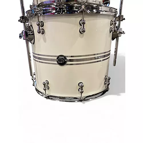 Used DW 3 Piece Performance Series white w grey stripe Drum Kit white w grey stripe