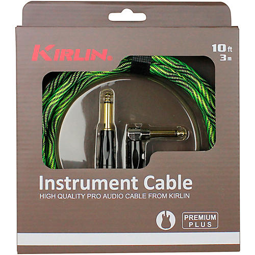 Kirlin IWB Black/Green Woven Instrument Cable 1/4