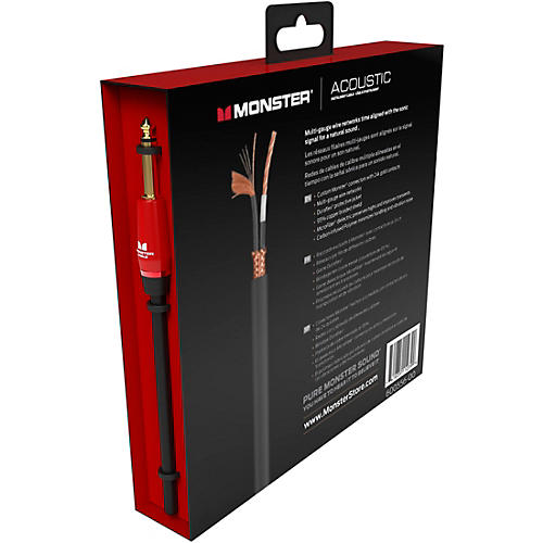 Monster Cable Prolink Acoustic Pro Audio Instrument Cable, Right Angle to Straight 21 ft. Black