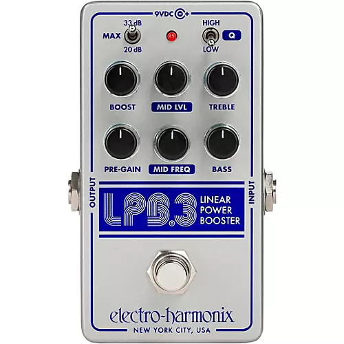 Electro-Harmonix LPB-3 Linear Power Booster & EQ Effect Pedal Silver and Blue