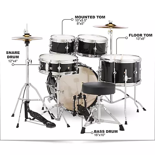 Pearl Roadshow Jr. Drum Set With Hardware and Cymbals Grindstone Sparkle