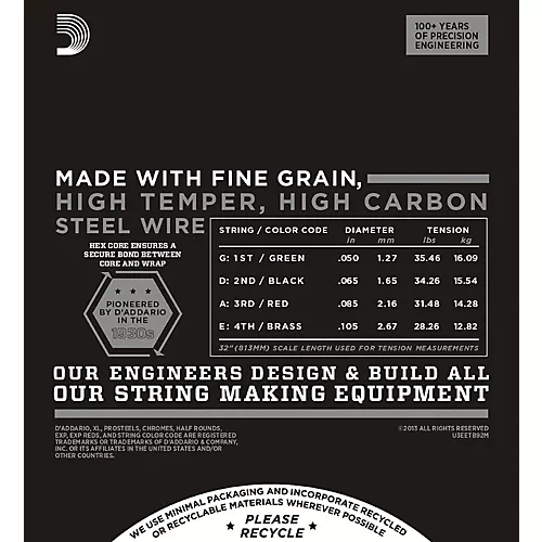 D'Addario ETB92M Medium Tapewound Bass Guitar Strings Medium Scale