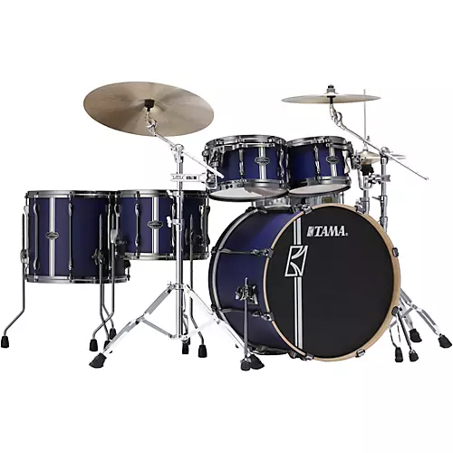 Open-Box TAMA Superstar Hyper-Drive Duo 5-Piece Shell Pack Condition 1 - Mint Satin Blue Vertical Stripe