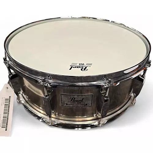 Used Pearl 5.5X14 Modern Utility Steel Snare Drum NATURAL METAL NATURAL METAL 10