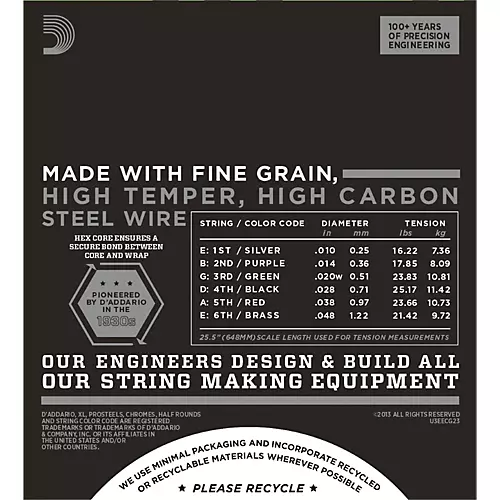 D'Addario ECG23 Chrome Extra Light Electric Guitar Strings
