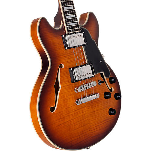D'Angelico Premier Mini DC Semi-Hollow Electric Guitar With Stopbar Tailpiece Black Flake