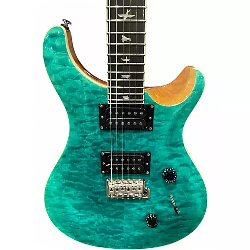 Used PRS SE Custom 24 Quilt Aqua Solid Body Electric Guitar Aqua