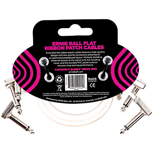 Ernie Ball Flat Ribbon 3-Pack Patch Cables 6 in. Red