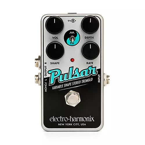 Electro-Harmonix Nano Pulsar Variable Shape Stereo Tremolo Effects Pedal Silver and Black