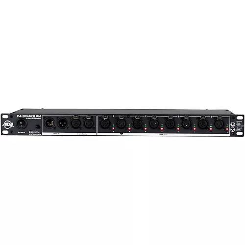 American DJ D4 Branch RM Single Rack Space, 4-way Distributor/Booster with 3-pin and 5-pin XLR Input and Output Jacks