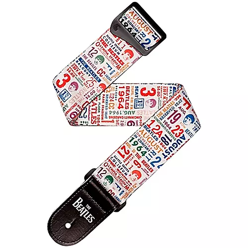 D'Addario 1964 US Tour Ticket Stubs Beatles Guitar Strap Black