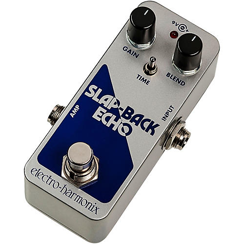 Electro-Harmonix SLAP-BACK ECHO Analog Delay Effects Pedal Silver and Blue