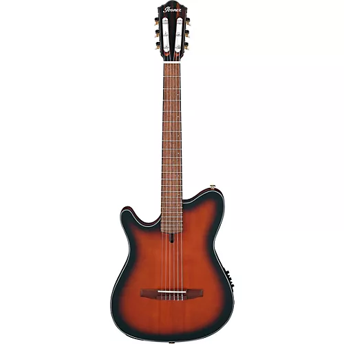 Ibanez FRH10NL Left-Handed Nylon-String Acoustic-Electric Guitar Brown Sunburst Flat