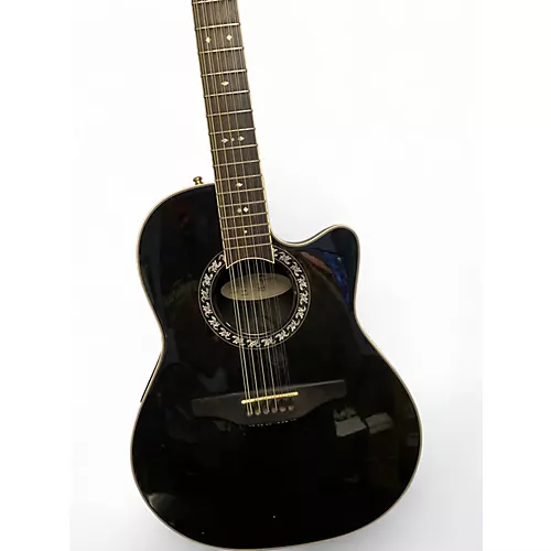 Used Ovation 1866 Legend Black 12 String Acoustic Electric Guitar Black
