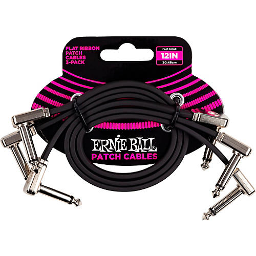 Ernie Ball Flat Ribbon 3-Pack Patch Cables 6 in. Red