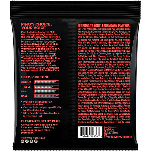 Ernie Ball Pino Palladino Signature Smoothie Flats Bass Strings Extra Light (38 -98)