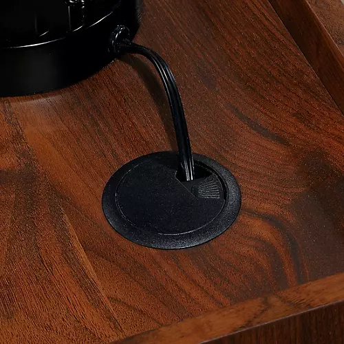 SAUDER WOODWORKING CO. Modern Workstation Desk for Recording and Content Creation Walnut