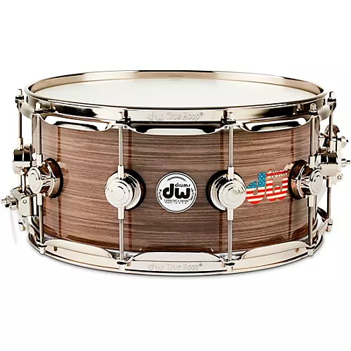 DW Collector's Series American Flag Logo Snare Drum With Nickel Hardware 14 x 6.5 in.