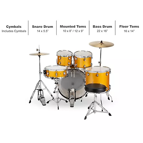 Open-Box Unity II 5-Piece Complete Drum Set With Hardware, Cymbals and Throne Condition 1 - Mint Gold Medal Speckle
