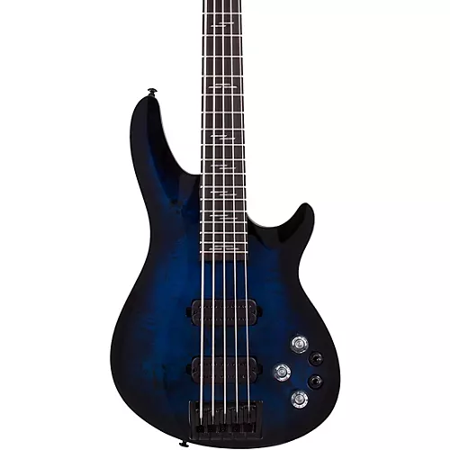 Schecter Guitar Research Omen Elite-5 5-String Electric Bass See-Thru Blue Burst