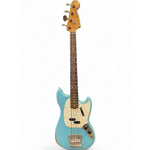 Used Fender Justin Meldal-Johnsen Road Worn Mustang Bass Daphne Blue Electric Bass Guitar Daphne Blue