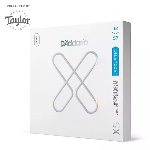 D'Addario XS 80/20 Bronze Coated Acoustic Guitar Strings 3-Pack 12 - 53