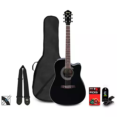 Ibanez V70CE Dreadnought Acoustic-Electric Guitar Pack Black