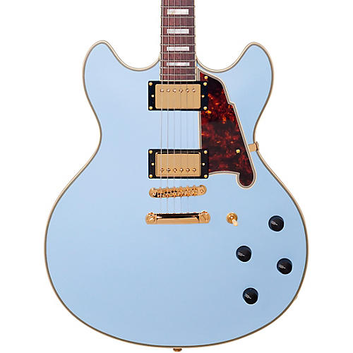 Open-Box D'Angelico Deluxe Series Limited Edition DC Non F-Hole Semi-Hollowbody Electric Guitar Condition 1 - Mint Matte Powder Blue Tortoise Pickguard