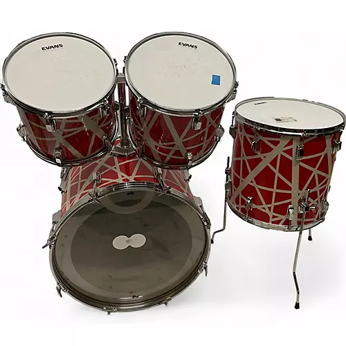 Used 1984 TAMA 4 piece SWINGSTAR VAN HALEN WRAP RED AND WHITE Drum Kit RED AND WHITE
