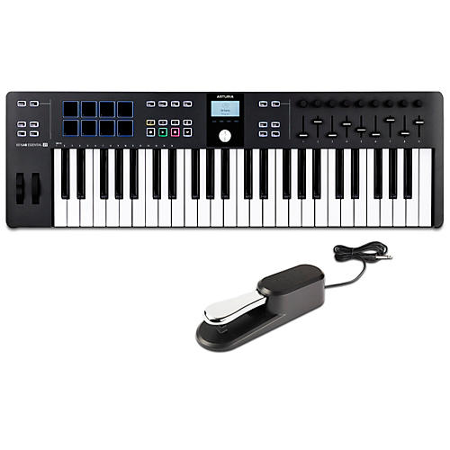 Arturia KeyLab Essential 49 mk3 Keyboard Controller With Universal Sustain Pedal Black