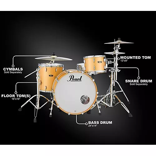 Open-Box Pearl Vintage Hybrid Wood Fiberglass Series 3-Piece Shell Pack with 24 in. Bass Drum Condition 1 - Mint Antique Gold