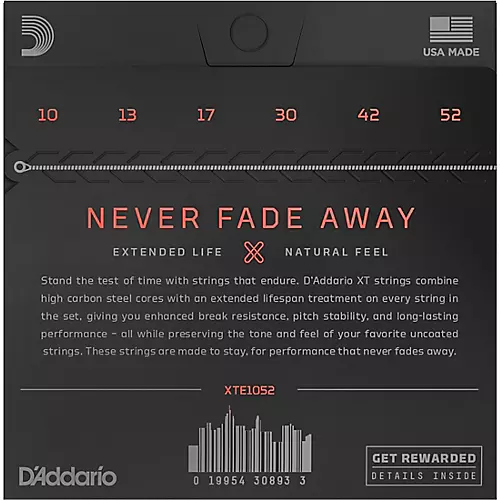 D'Addario XT Nickel Plated Steel Electric Guitar Coated Strings .010-.052 Light Top Heavy Bottom