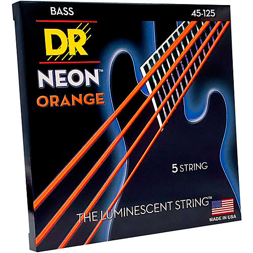 DR Strings NEON Hi-Def Orange Bass SuperStrings Medium 5-String