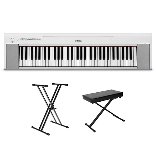 Yamaha Piaggero NP-15 61-Key Portable Keyboard With Power Adapter White Essentials Package