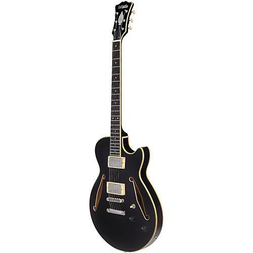 D'Angelico Excel SS Tour Semi-Hollow Electric Guitar With Supro Bolt Bucker Pickups and Stopbar Tailpiece Solid Black