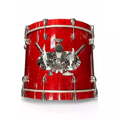 Used Yamaha 5 Piece Oak Custom Trans Red Drum Kit Trans Red